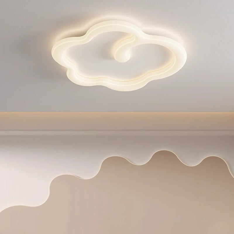 Contemporary Creative Iron PE Auspicious Cloud Shade LED Flush Mount Ceiling Light For Living Room