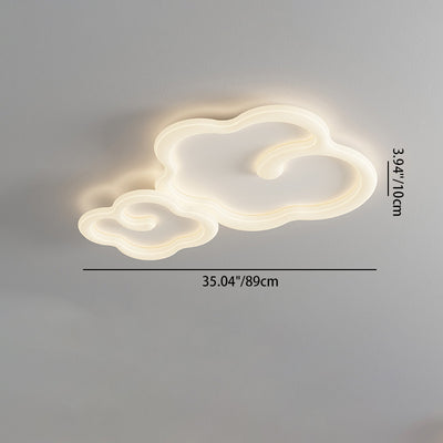 Contemporary Creative Iron PE Auspicious Cloud Shade LED Flush Mount Ceiling Light For Living Room