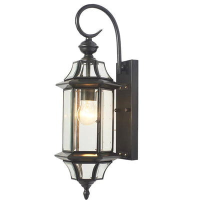 Contemporary Industrial Waterproof Copper Frame Glass Column Shade 1-Light Wall Sconce Lamp For Outdoor Patio