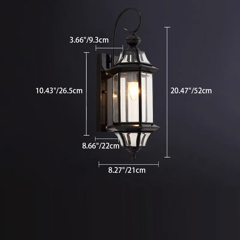 Contemporary Industrial Waterproof Copper Frame Glass Column Shade 1-Light Wall Sconce Lamp For Outdoor Patio