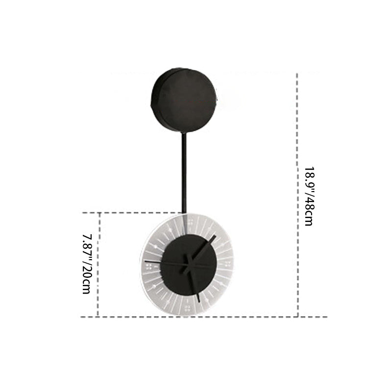 Contemporary Simplicity Round Iron Acrylic Clock LED Wall Sconce Lamp For Bedroom