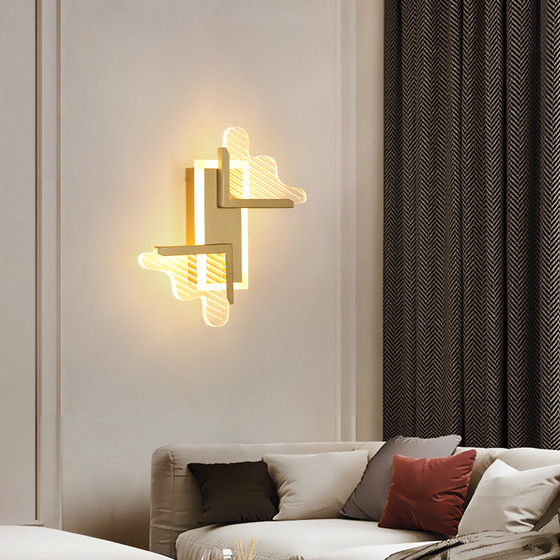 Contemporary Luxury Iron Acrylic Geometric Square LED Wall Sconce Lamp For Bedroom