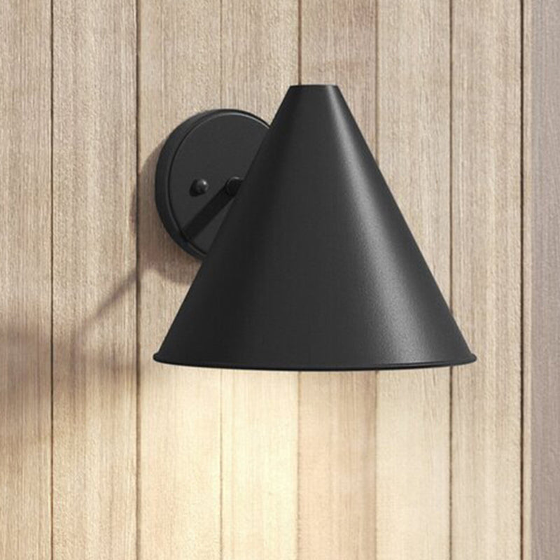 Contemporary Industrial Iron Geometric Cone 1-Light Outdoor Waterproof Wall Sconce Lamp For Outdoor Patio