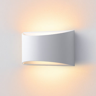 Modern Minimalist Curved Aluminum Up And Down Illuminated LED Waterproof Wall Sconce Lamp For Outdoor Patio