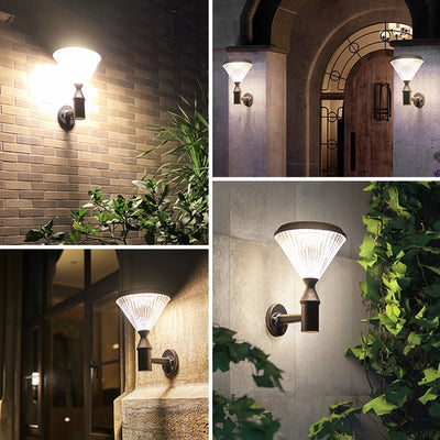 Modern Simplicity Conical Aluminum PC LED Solar Waterproof Wall Sconce Lamp For Outdoor Patio