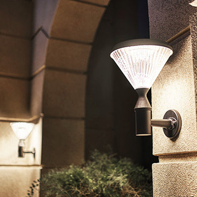 Modern Simplicity Conical Aluminum PC LED Solar Waterproof Wall Sconce Lamp For Outdoor Patio