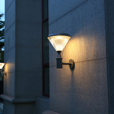 Modern Simplicity Conical Aluminum PC LED Solar Waterproof Wall Sconce Lamp For Outdoor Patio