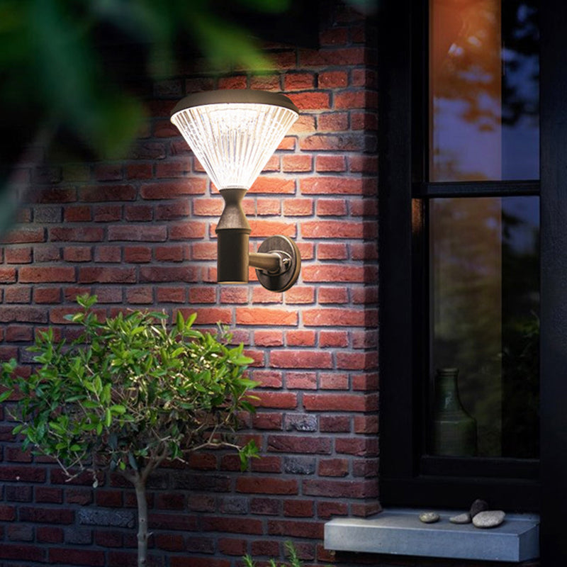 Modern Simplicity Conical Aluminum PC LED Solar Waterproof Wall Sconce Lamp For Outdoor Patio