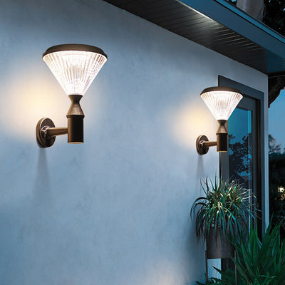 Modern Simplicity Conical Aluminum PC LED Solar Waterproof Wall Sconce Lamp For Outdoor Patio