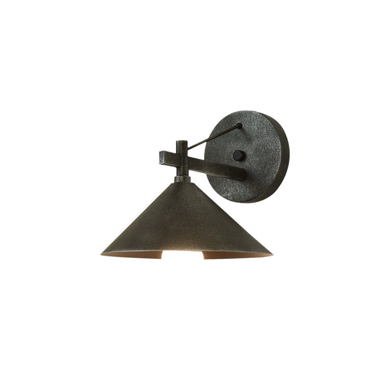 Contemporary Nordic Iron Geometric Cone 1-Light Outdoor Waterproof Wall Sconce Lamp For Garden