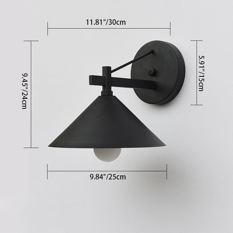 Contemporary Nordic Iron Geometric Cone 1-Light Outdoor Waterproof Wall Sconce Lamp For Garden