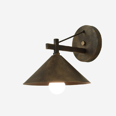 Contemporary Nordic Iron Geometric Cone 1-Light Outdoor Waterproof Wall Sconce Lamp For Garden