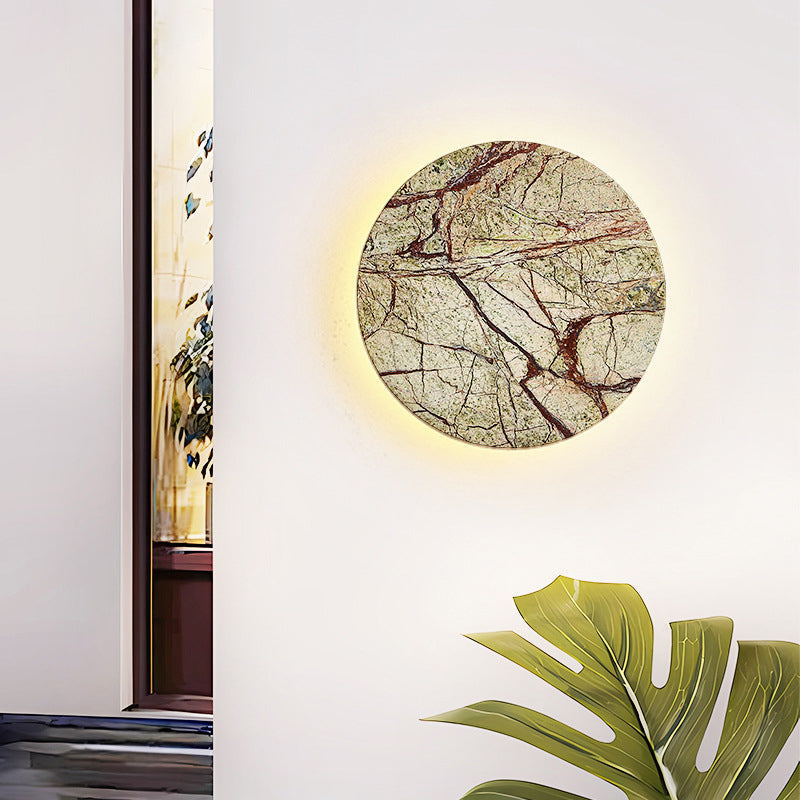 Modern Minimalist Marble Geometric Circle LED Waterproof Outdoor Wall Sconce Lamp For Outdoor Patio