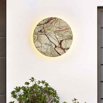 Modern Minimalist Marble Geometric Circle LED Waterproof Outdoor Wall Sconce Lamp For Outdoor Patio