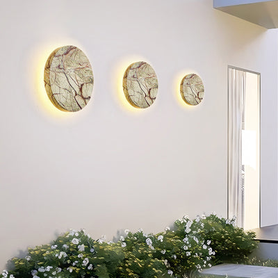 Modern Minimalist Marble Geometric Circle LED Waterproof Outdoor Wall Sconce Lamp For Outdoor Patio