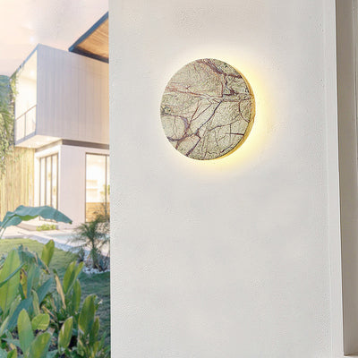 Modern Minimalist Marble Geometric Circle LED Waterproof Outdoor Wall Sconce Lamp For Outdoor Patio