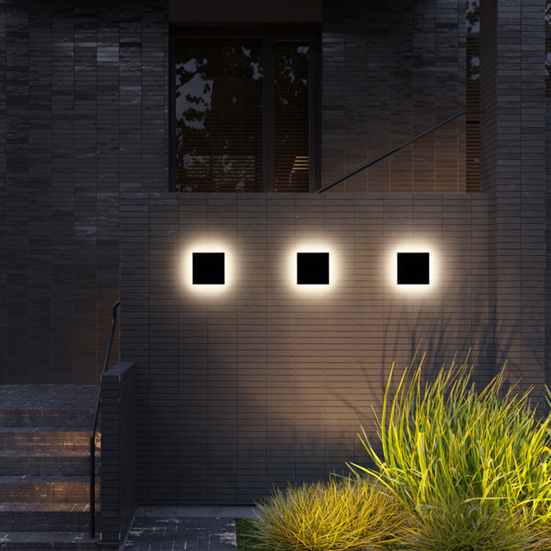 Modern Minimalist Geometric Square Aluminum LED Waterproof Outdoor Wall Sconce Lamp For Outdoor Patio