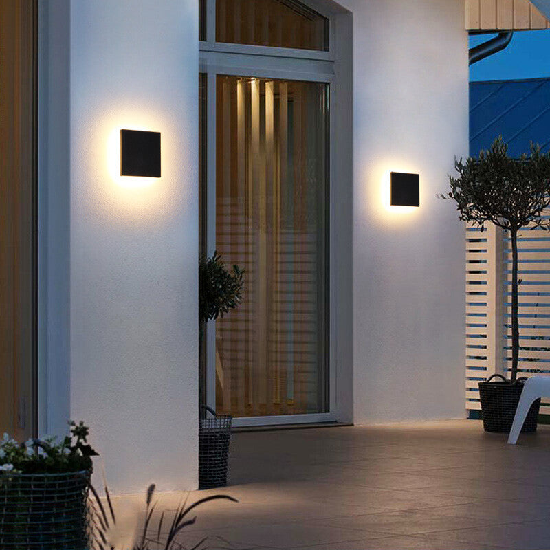 Modern Minimalist Geometric Square Aluminum LED Waterproof Outdoor Wall Sconce Lamp For Outdoor Patio