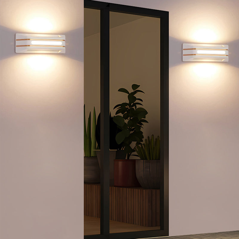 Modern Minimalist Rectangular Aluminum Up And Down Illuminated LED Waterproof Wall Sconce Lamp For Outdoor Patio