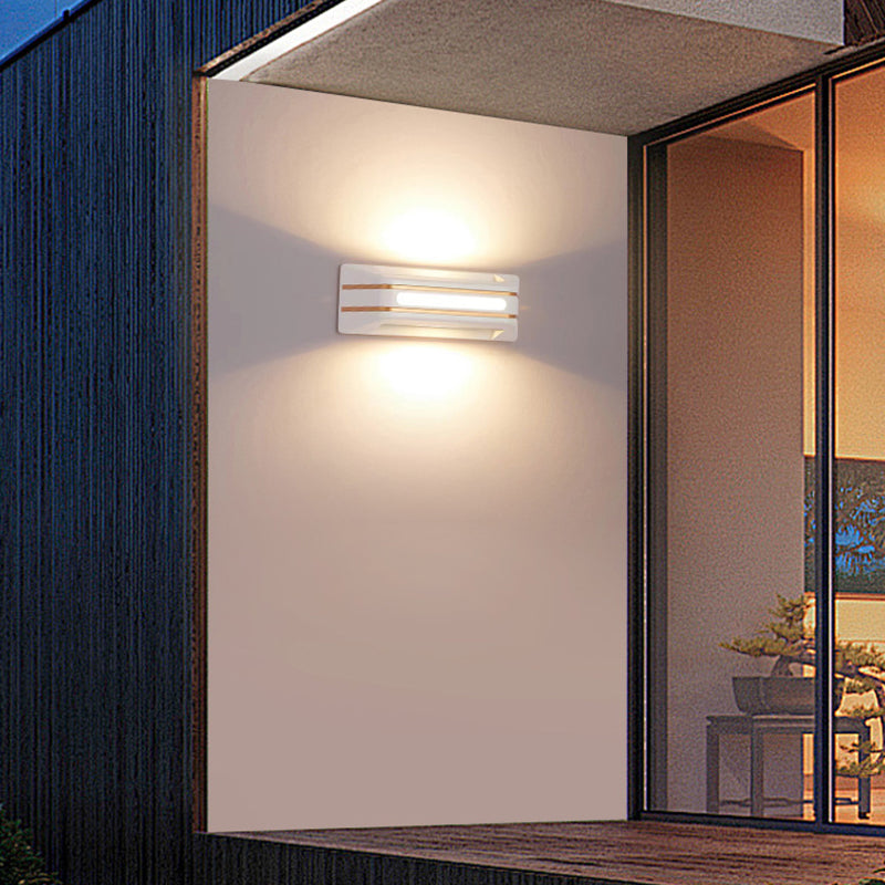 Modern Minimalist Rectangular Aluminum Up And Down Illuminated LED Waterproof Wall Sconce Lamp For Outdoor Patio