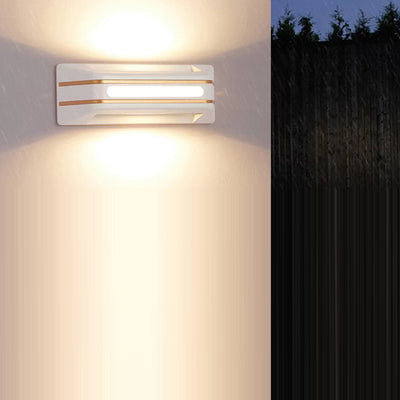 Modern Minimalist Rectangular Aluminum Up And Down Illuminated LED Waterproof Wall Sconce Lamp For Outdoor Patio