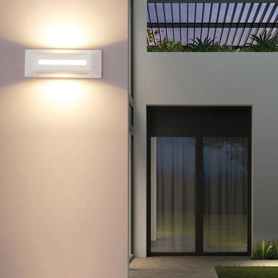 Modern Minimalist Rectangular Aluminum Up And Down Illuminated LED Waterproof Wall Sconce Lamp For Outdoor Patio