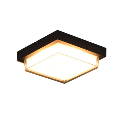 Contemporary Industrial Square Aluminum Acrylic LED Waterproof Outdoor Flush Mount Ceiling Light For Garden