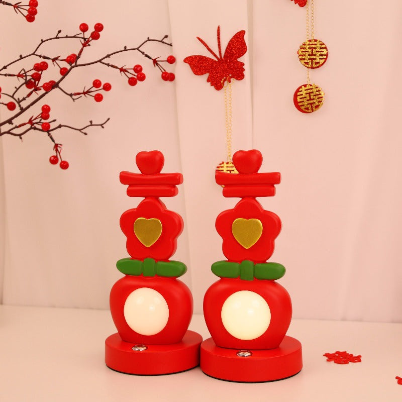 Traditional Chinese USB Resin Flower Decoration Acrylic LED Table Lamp For Bedroom