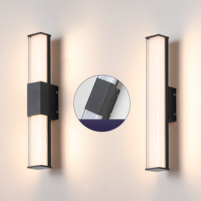 Contemporary Industrial Rectangular Aluminum Acrylic LED Waterproof Outdoor Wall Sconce Lamp For Garden