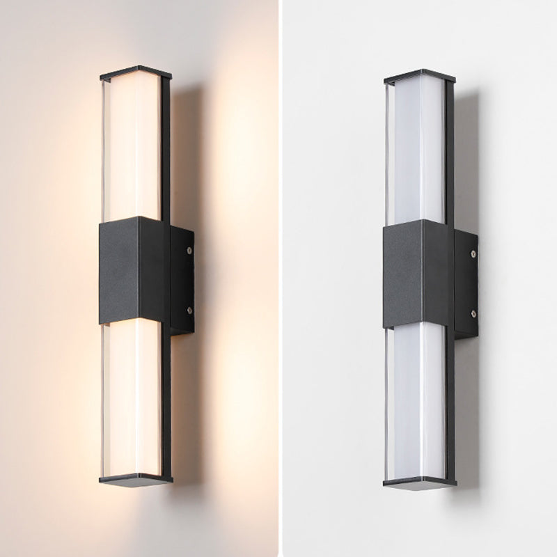 Contemporary Industrial Rectangular Aluminum Acrylic LED Waterproof Outdoor Wall Sconce Lamp For Garden