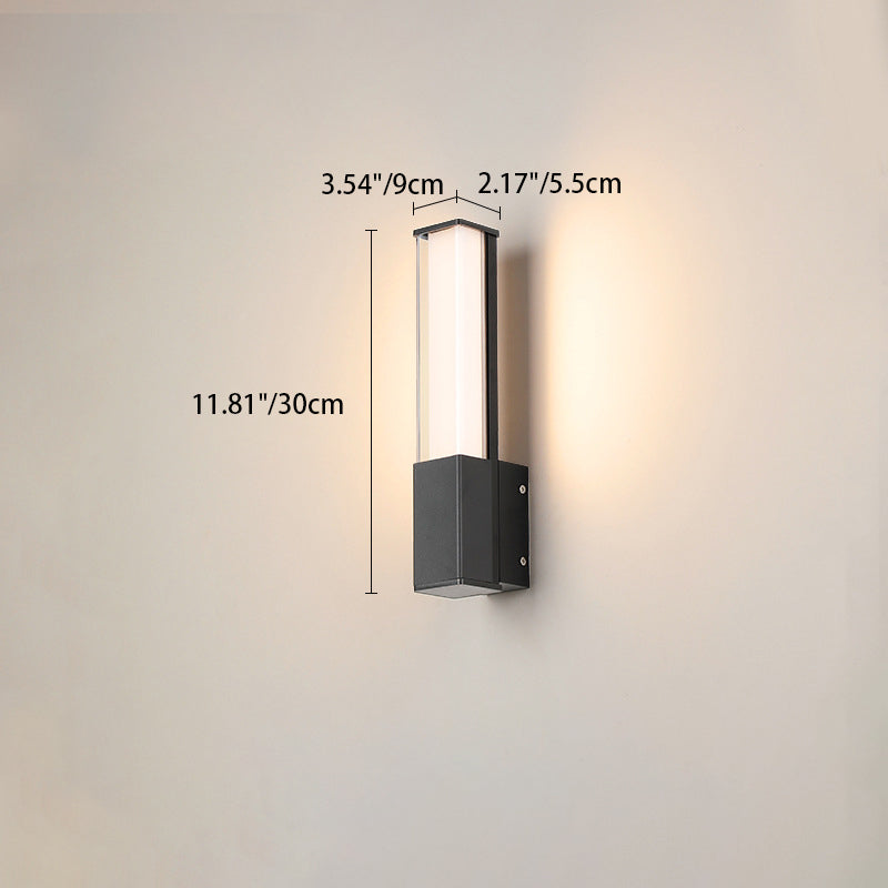 Contemporary Industrial Rectangular Aluminum Acrylic LED Waterproof Outdoor Wall Sconce Lamp For Garden