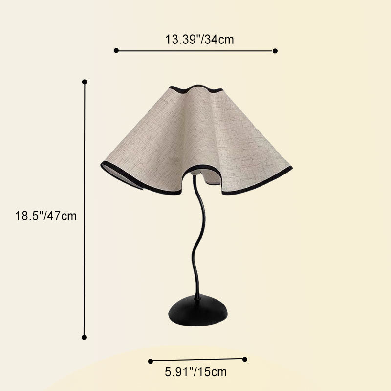 Contemporary Creative Fabric Petal Shade Curved Iron Base 1-Light Table Lamp For Bedroom