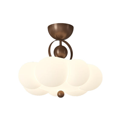 Contemporary Nordic Iron PE Cloud Shade LED Semi-Flush Mount Ceiling Light For Living Room