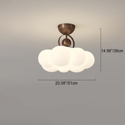 Contemporary Nordic Iron PE Cloud Shade LED Semi-Flush Mount Ceiling Light For Living Room