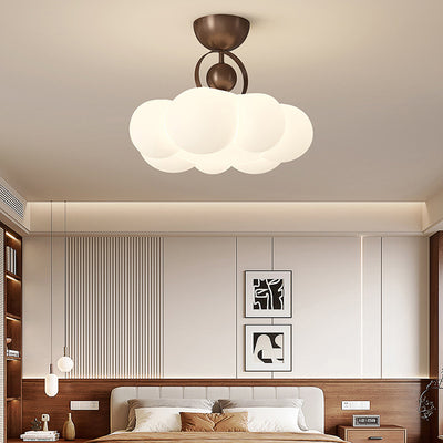 Contemporary Nordic Iron PE Cloud Shade LED Semi-Flush Mount Ceiling Light For Living Room