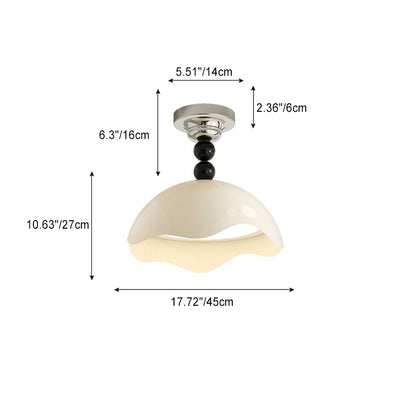 Contemporary Nordic Cream Eggshell Hardware Acrylic LED Semi-Flush Mount Ceiling Light For Living Room