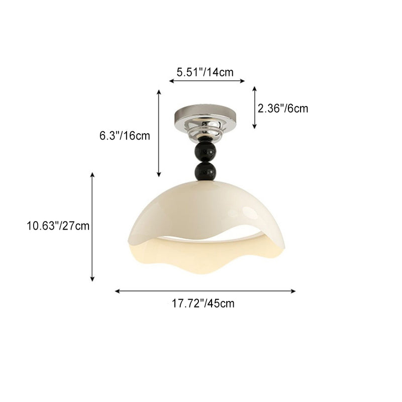 Contemporary Nordic Cream Eggshell Hardware Acrylic LED Semi-Flush Mount Ceiling Light For Living Room