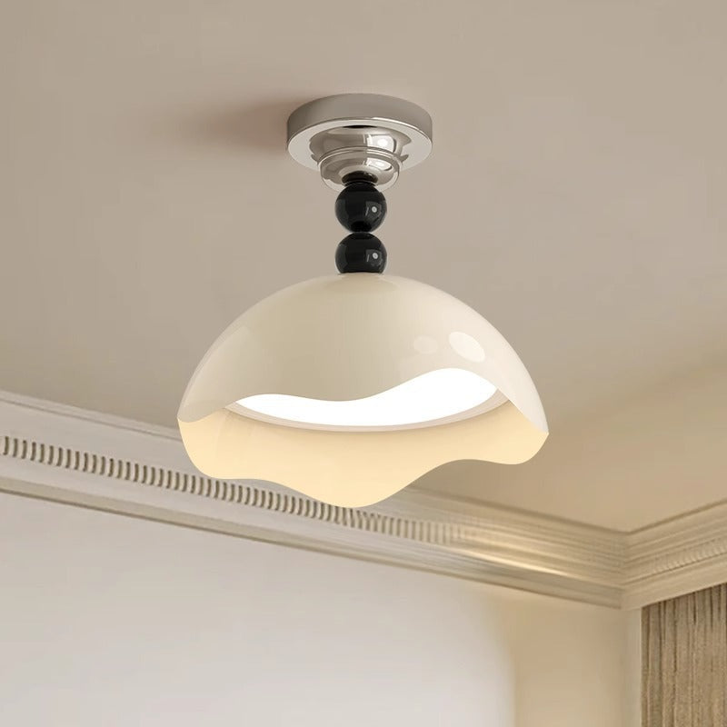 Contemporary Nordic Cream Eggshell Hardware Acrylic LED Semi-Flush Mount Ceiling Light For Living Room