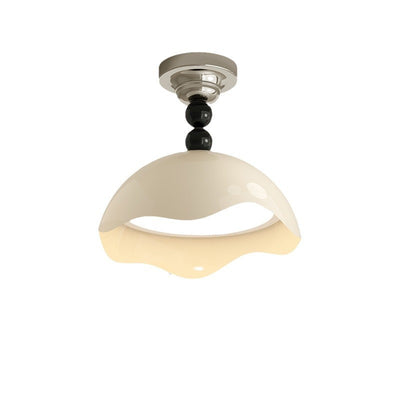 Contemporary Nordic Cream Eggshell Hardware Acrylic LED Semi-Flush Mount Ceiling Light For Living Room