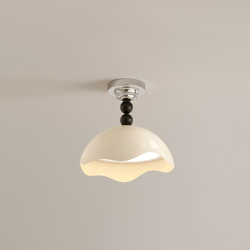 Contemporary Nordic Cream Eggshell Hardware Acrylic LED Semi-Flush Mount Ceiling Light For Living Room