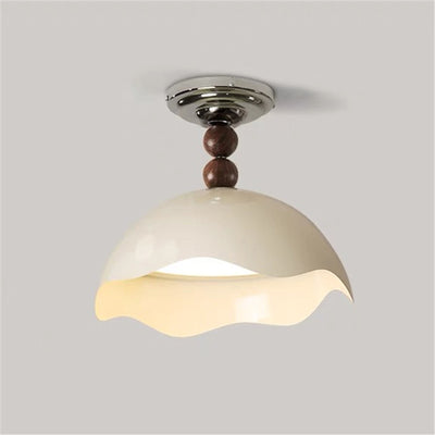 Contemporary Nordic Cream Eggshell Hardware Acrylic LED Semi-Flush Mount Ceiling Light For Living Room