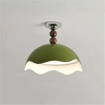 Contemporary Nordic Cream Eggshell Hardware Acrylic LED Semi-Flush Mount Ceiling Light For Living Room