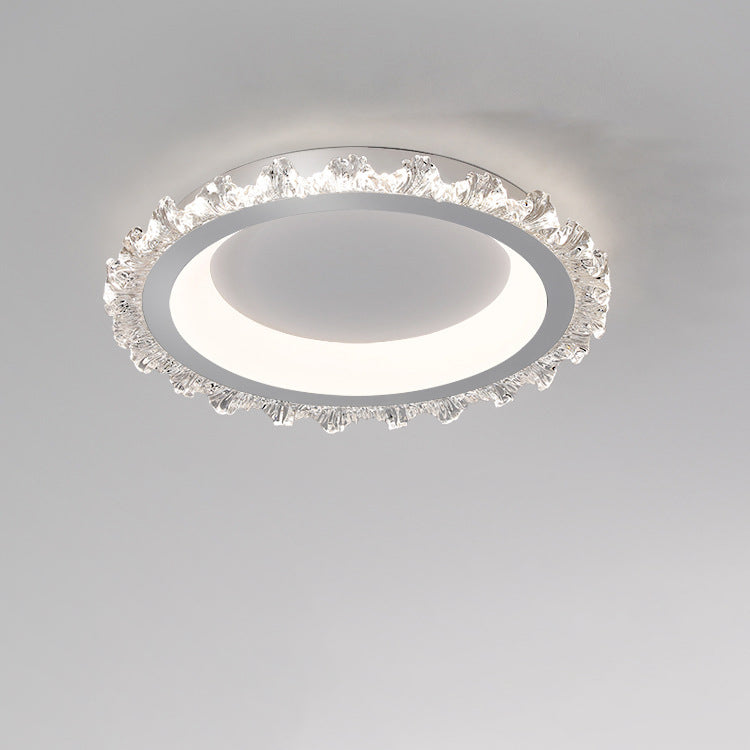 Contemporary Nordic Iceberg Hardware Acrylic Round LED Flush Mount Ceiling Light For Living Room