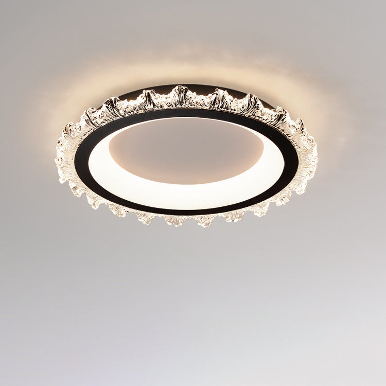 Contemporary Nordic Iceberg Hardware Acrylic Round LED Flush Mount Ceiling Light For Living Room