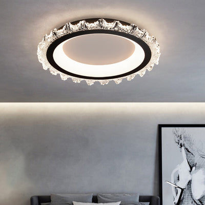 Contemporary Nordic Iceberg Hardware Acrylic Round LED Flush Mount Ceiling Light For Living Room