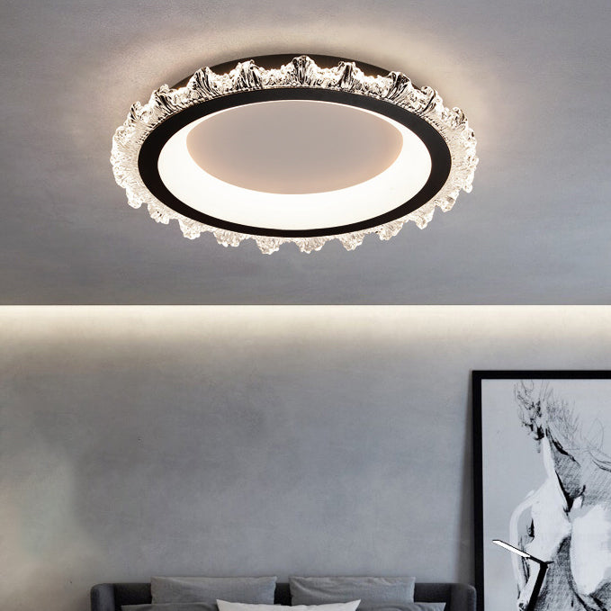 Contemporary Nordic Iceberg Hardware Acrylic Round LED Flush Mount Ceiling Light For Living Room