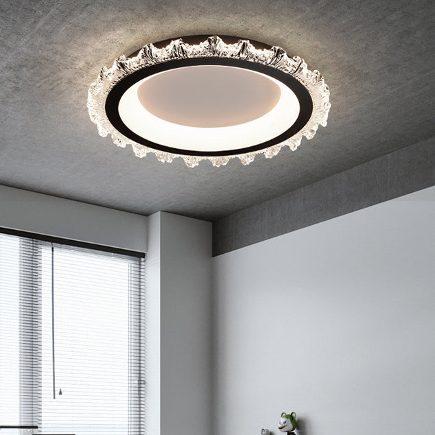 Contemporary Nordic Iceberg Hardware Acrylic Round LED Flush Mount Ceiling Light For Living Room