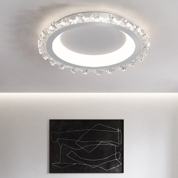 Contemporary Nordic Iceberg Hardware Acrylic Round LED Flush Mount Ceiling Light For Living Room