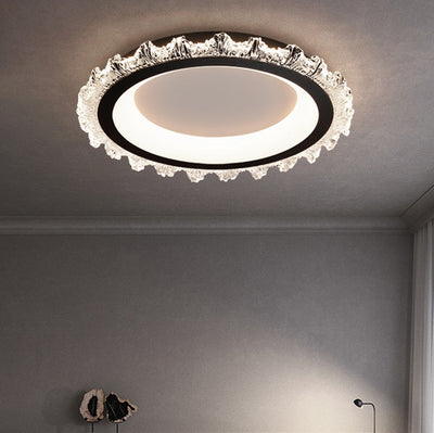 Contemporary Nordic Iceberg Hardware Acrylic Round LED Flush Mount Ceiling Light For Living Room