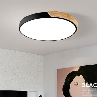 Contemporary Scandinavian Macaron Iron Acrylic Round LED Flush Mount Ceiling Light For Living Room